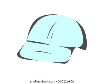 Hand drawn blue baseball cap vector isolated outline illustration