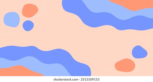 hand drawn blue beach background. cute and modern design