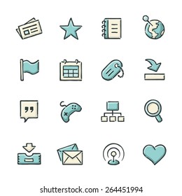 Hand drawn blue and beige social network icons. File format is EPS8.