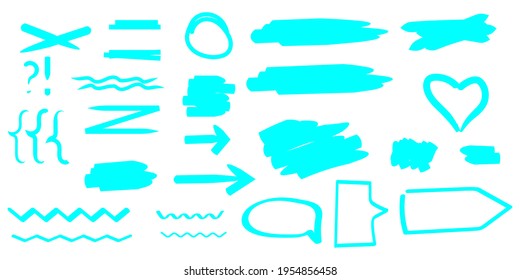 Hand drawn blue brush strokes shapes. Watercolor texture banner. Design blue pastel background. Stock image. Vector illustration. EPS 10.