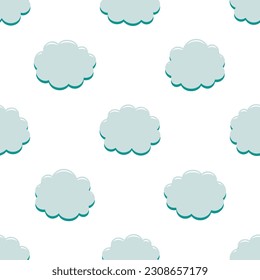 Handgezeichnete blaue Cartoon-Wolke nahtloses Muster. CMYK Farbmodus bereit zum Drucken.