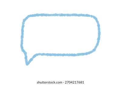 Burbuja de tiza azul dibujada a mano con contorno orgánico forma un cuadro de texto de habla rectangular. Icono de comunicación con bordes redondos para chat, cita y mensaje. Concepto de contorno moderno en color azul.