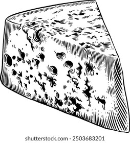 Hand drawn Blue Cheese Sketch Illustration