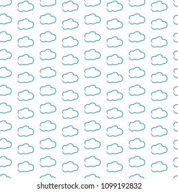 Hand drawn blue clouds seamless pattern on white background