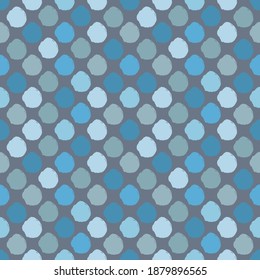 Hand drawn blue colored dots repeat pattern print