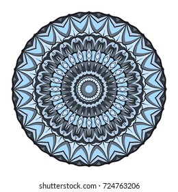 hand drawn blue coloring mandala. vector illustration.