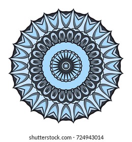 hand drawn blue coloring mandala. vector illustration.