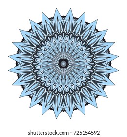 hand drawn blue coloring mandala. vector illustration.