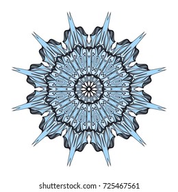 hand drawn blue coloring mandala. vector illustration.