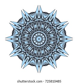 hand drawn blue coloring mandala. vector illustration.