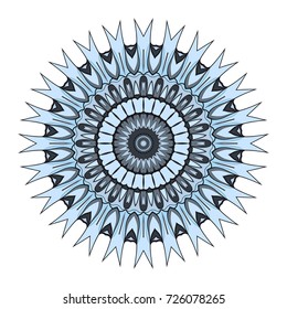 hand drawn blue coloring mandala. vector illustration.