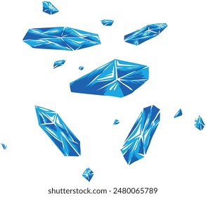 Handgezeichnete blaue Kristalle Edelstein Juwelen Vektorillustration