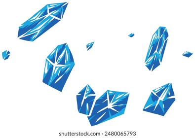 Hand drawn blue crystals gemstone jewels vector illustration