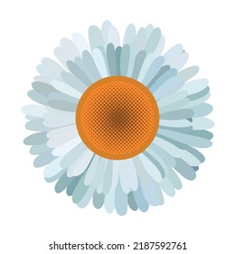 Hand drawn blue daisy flower vector isolated on white background. Design for wrapping paper, tablecloth, gift paper, wallpaper and decor.