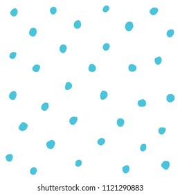 Hand drawn blue dots seamless pattern on white background