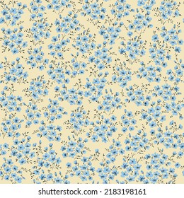 Flores azules dibujadas a mano. Fondo vectorial sin fisuras con flores azules dibujadas a mano en un estilo de sketch