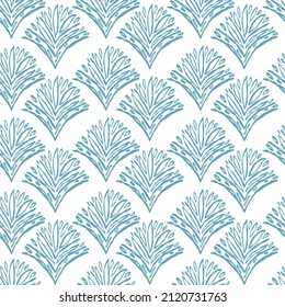 Hand drawn blue geometric seamless modern abstract pastel white pattern. Cute summer sea design vector line for paper, fabric, bathroom, book.