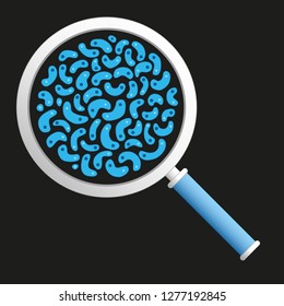 Hand drawn blue germs and microscope glass - Vector illustration
