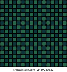 hand drawn blue and green squares. black repetitive background. vector seamless pattern. geometric fabric swatch. chessboard wrapping paper. decorative art. design template for textile, home decor