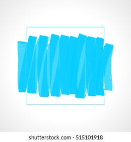 Hand drawn blue highlighter stripes. Marker strokes background template. Optimized for one click color changes. Transparent colors EPS10 vector illustration.