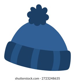 Handgezeichnete blaue Strick Winter Hut warme flache Farbe Vektorgrafik Template Design