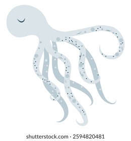 Hand drawn blue octopus vector illustration