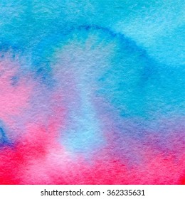 Hand Drawn Blue And Pink Watercolor Abstract Paint Texture. Vector Wet Background.