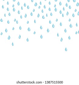 Hand Drawn blue rain drops, doodle style for decor. - Vector