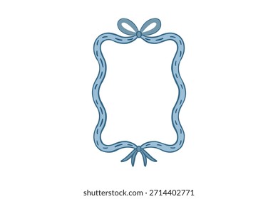 Marco de cinta azul dibujado a mano con arcos: borde decorativo para diseño de tarjetas e invitaciones.