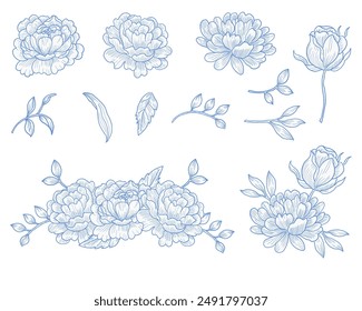 Hand Drawn Blue Rose Flower