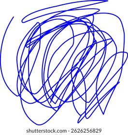 hand drawn blue scribble line shape light vector. blue ink scribble brush stroke. Logo design element. Chaos scribble pattern. blue ink pen scribble