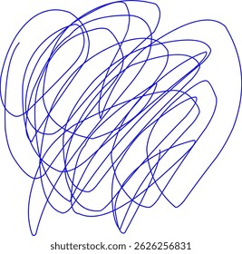 hand drawn blue scribble line shape light vector. blue ink scribble brush stroke. Logo design element. Chaos scribble pattern. blue ink pen scribble