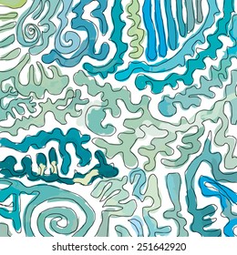 hand drawn blue scrolls