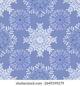 Hand drawn blue snowflakes, blue background. Seamless floral pattern-768.