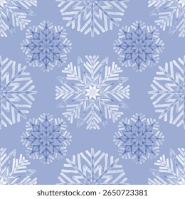 Hand drawn blue snowflakes, blue background. Seamless floral pattern-772.