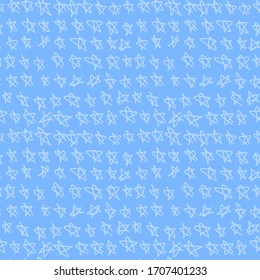Hand drawn blue stars seamless pattern. Pen print with stars for decoration. Vector illustration.