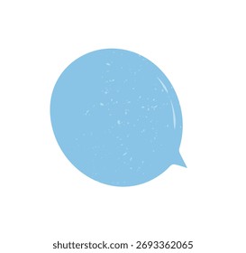 Burbuja de discurso de pegatina azul dibujada a mano con aspecto de parche orgánico y textura de papel áspera. Burbuja redonda del grunge para el comentario del chat, perfecto para el mensaje creativo o la etiqueta de la conversación en diseño moderno.