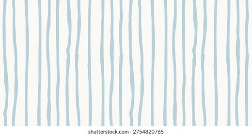 Hand drawn blue vertical stripes seamless pattern, irregular wavy lines texture for minimalist background and textile
