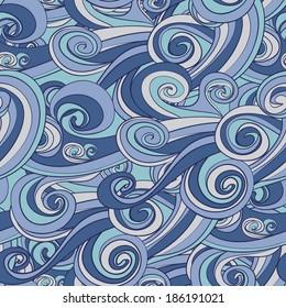 hand drawn blue wave pattern. surface texture