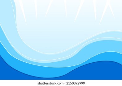 Hand drawn blue wave and white ray light vector illustration.