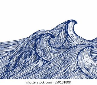 hand drawn blue waves