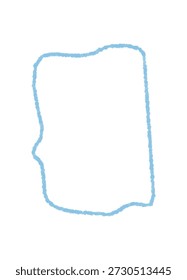 Quadro de giz ondulado azul desenhado à mão com contorno orgânico e borda de retângulo. O modelo de estrutura de tópicos cria um plano de fundo claro para uso de texto e gráfico. Elemento contemporâneo para design moderno como um quadro