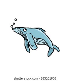 hand drawn blue whale