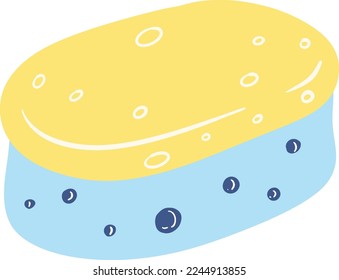 Ilustración de esponja amarilla azul dibujada a mano