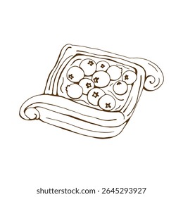 Hand drawn blueberry bun. Vector image.