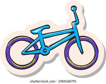 Hand drawn BMX bicycle icon in sticker style vector illustration