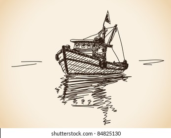 Hand drawn boat
