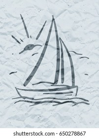 Hand drawn boat. Vector illustration Eps 10