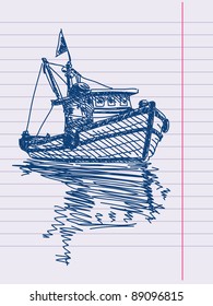 Hand drawn boat. Visit my portfolio for big hand drawn collection