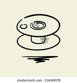 Hand drawn bobbins for the sewing machine without thread illustration 